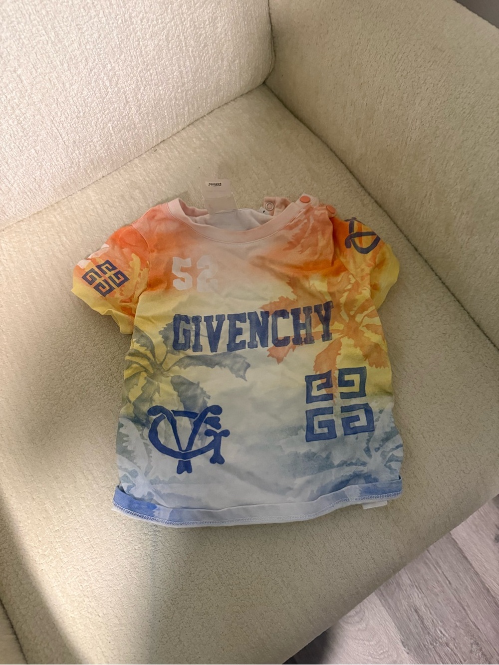 Toddler Givenchy Kids Short-Sleeve Tie-Dye Logo Tee in Yellow, Orange & Blue